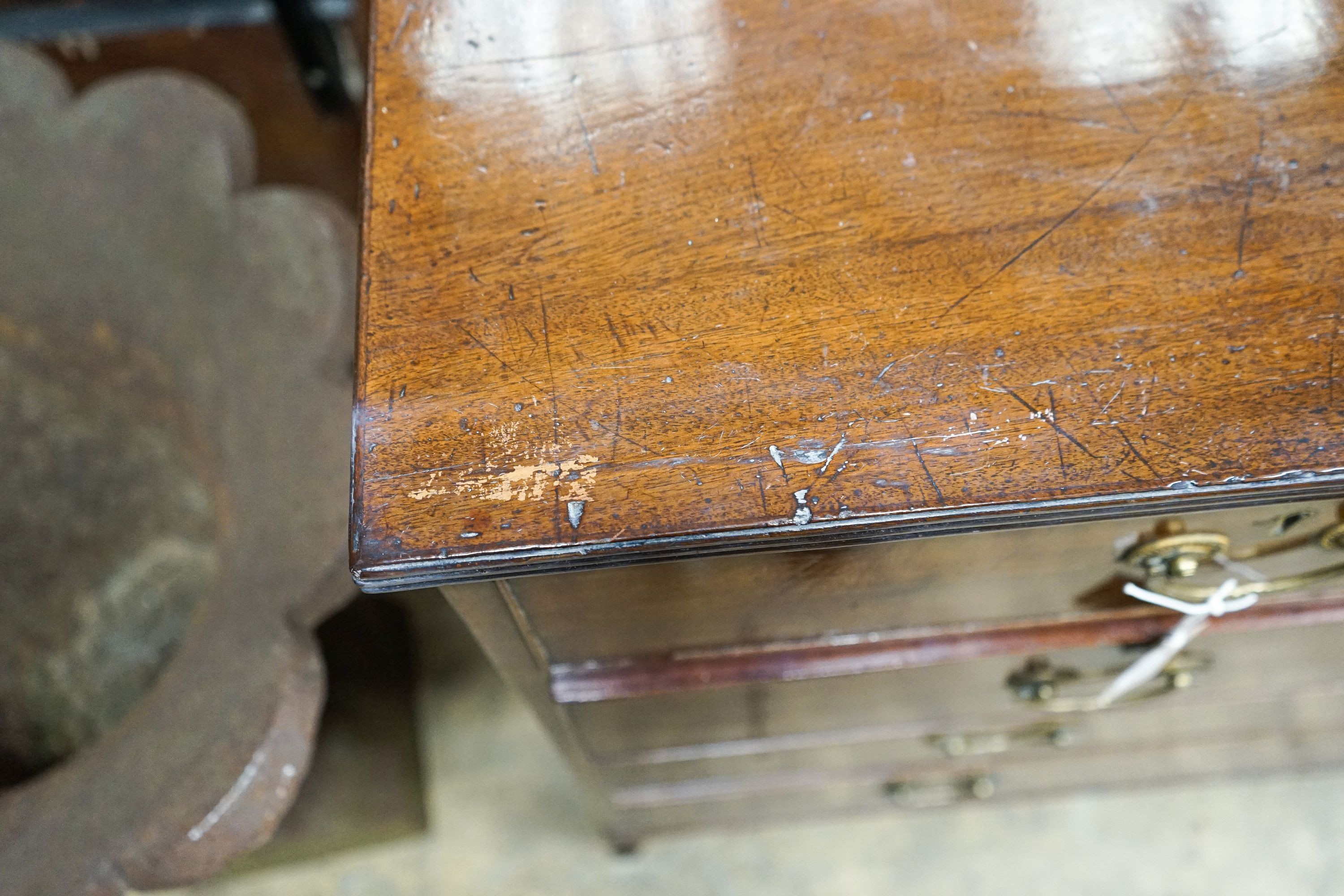 A late George III mahogany chest of drawers, width 113cm, depth 54cm, height 97cm